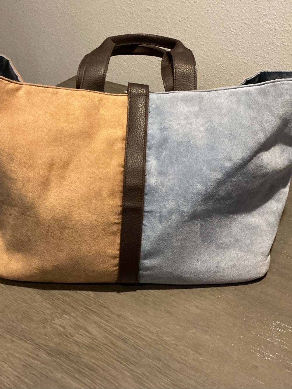 Vintage Estée Lauder Colorblock Suede Tote Bag - Picture 2 of 13